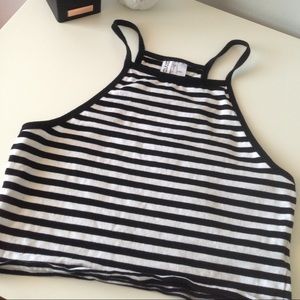 H&M Black and White Striped Halter Top